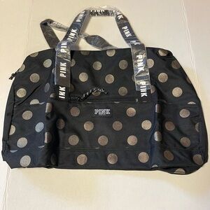 {Victoria's Secret} Black and Gold Tote Travel School Gym Stylish NWOT